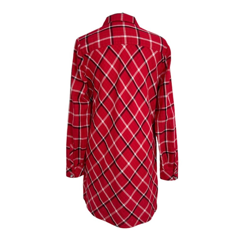 J. Jill Cotton Plaid Button Down Tunic Long Sleeve Shirt Dress (XS) - Picture 5 of 15